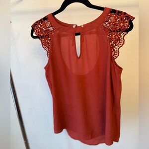 Express Rust Lace Yoke Sleeveless Camisole